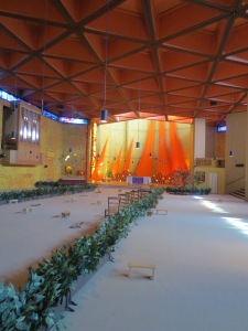 Inside the sanctuary of the Church of Reconciliation