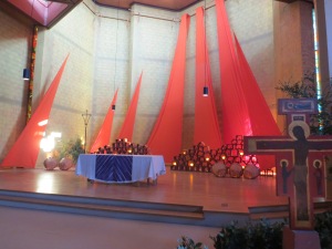 The altar inside the Church of Reconciliation