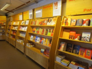 Books in many different languages in the bookshop